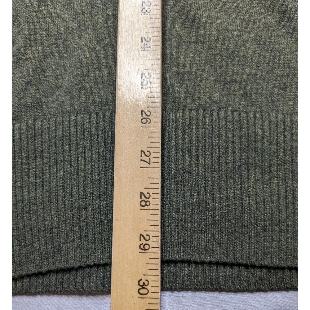 BANANA REPUBLIC Men Large Green Heather‎ Cotton V-Neck Military Sweater EUC